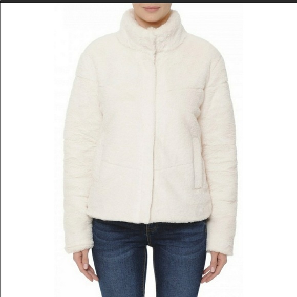 Faux Fur Ivory Full Zip With High Neck Jacket NWOT - Picture 2 of 4